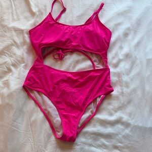 Meyeeka Hot Pink Cutout Swimsuit